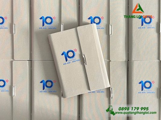 Sổ Tay Bìa Còng Gập 3 Màu Trắng Kem - In Logo Kỷ Niệm 10 Năm Ngân Hàng MB Bank