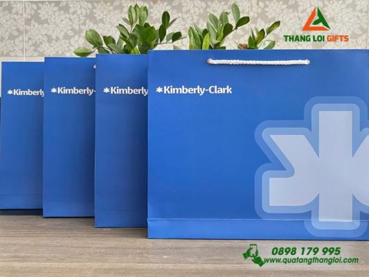 Túi Xách Giấy Màu Xanh - In Logo Doanh Nghiệp Kimberly-Clark