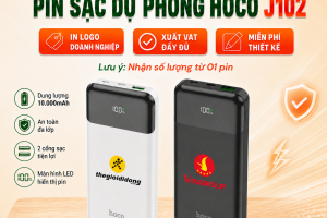 Pin Sạc Dự Phòng Hoco J102 10000mAh Màu Trắng Hiện Thị Đèn Led - In Logo Làm Quà Tặng