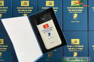 Pin Sạc Dự Phòng Hoco 10.000mAh Màu Trắng - In Logo Đại Hội Đảng Bộ Viễn Thông Hải Dương VNPT