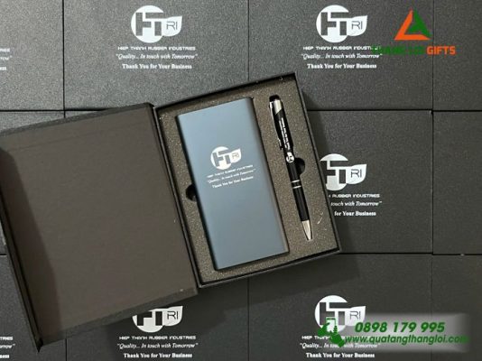 Combo Quà Tặng (Pin Sạc Xiaomi & Bút bi) - In Khắc Logo Doanh Nghiệp Hiệp Thành