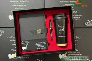 Bộ Quà Tặng (Sổ+ Ly+ Bút) Màu Đen - In Khắc Nội Dung Tri Ân Thầy Cô