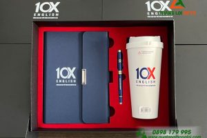 Bộ Quà Tặng Cao Cấp (Sổ+ Ly Lock&Lock+ Bút) - In Khắc Tên Trung Tâm Tiếng Anh 10X