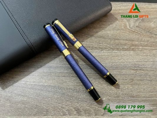 Bút Ký Kim Loại Màu Xanh Khoen Cài Hình Đầu Rồng - Khắc Tên Làm Quà Tặng Nhân Viên