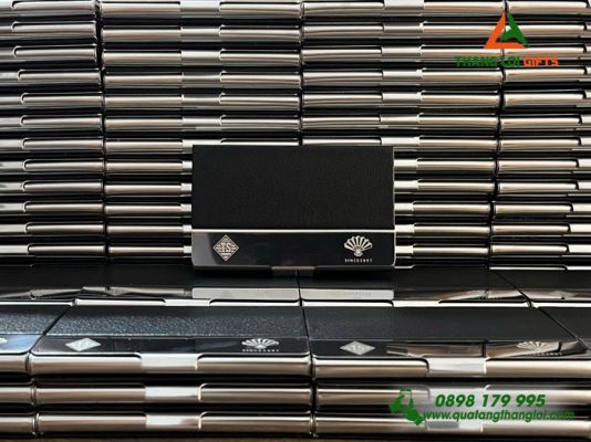 Hộp Đựng Namecard Vuông Màu Đen - Khắc Logo Doanh Nghiệp Trung Sơn Pharma