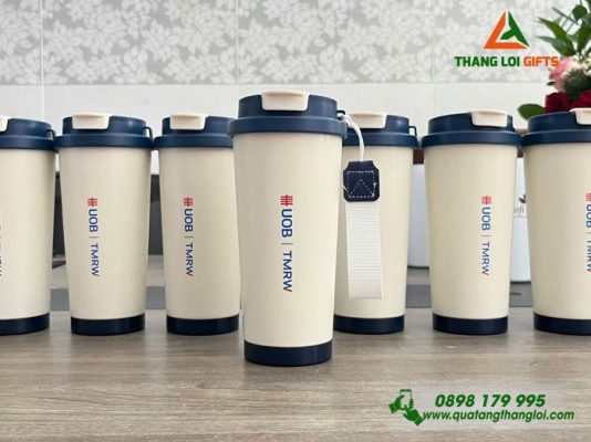 Ly Giữ Nhiệt 530ml Nắp Xanh - In Logo Ngân Hàng UOB