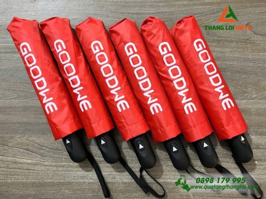 Ô Dù Cầm Tay Gập 3 Màu Đỏ - In Logo Doanh Nghiệp GOODWE