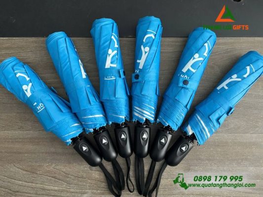 Ô Dù Cầm Tay Gập 3 Màu Xanh Dương - In Logo Bảo Hiểm Xã Hội Việt Nam
