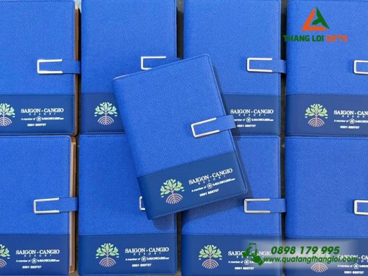 Sổ Da Bìa Còng Màu Xanh - In Logo Doanh Nghiệp Sài Gòn Cần Giờ Resort