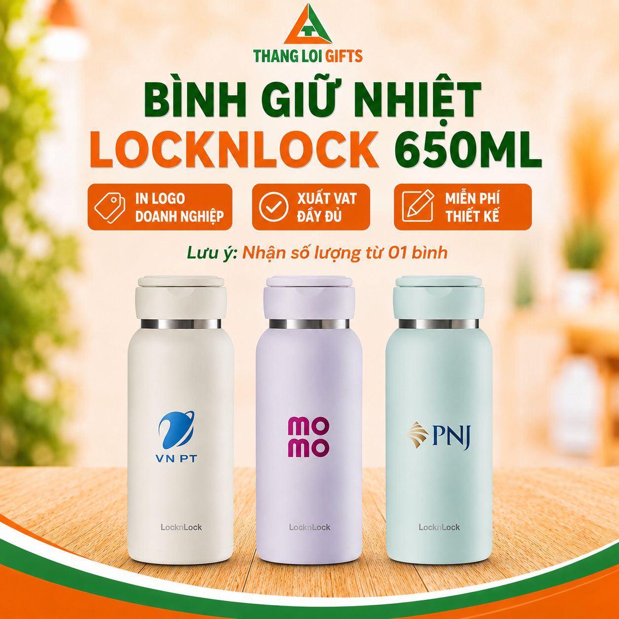 BÌNH GIỮ NHIỆT LOCKNLOCK 650ML (IN) Bình giữ nhiệt Lock&Lock LHC4321 650ml In Khắc Logo Được Mua Nhiều Nhất Làm Quà Tặng