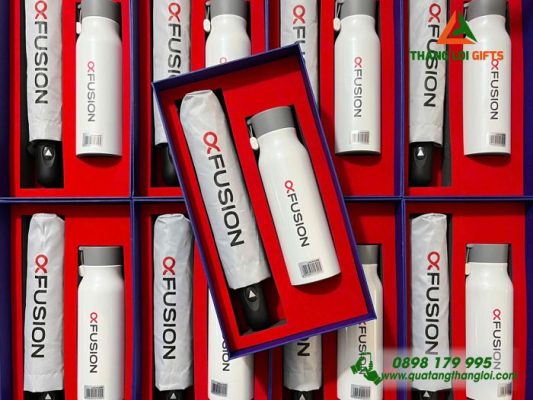 Set Quà Tặng (Ô Dù Cầm Tay+ Bình Lock&Lock) - In Logo FUSION