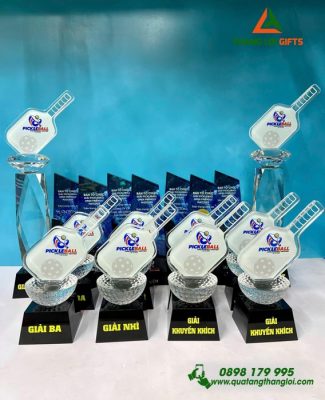 Cúp Pha Lê PICKLEBALL - In Tên, Logo, Hình Ảnh Làm Quà Tặng Vinh Danh