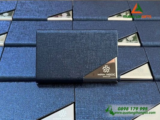 Hộp Đựng Namecard Vát Cạnh Màu Xanh - Khắc Logo Doanh Nghiệp Minh Ngọc Group