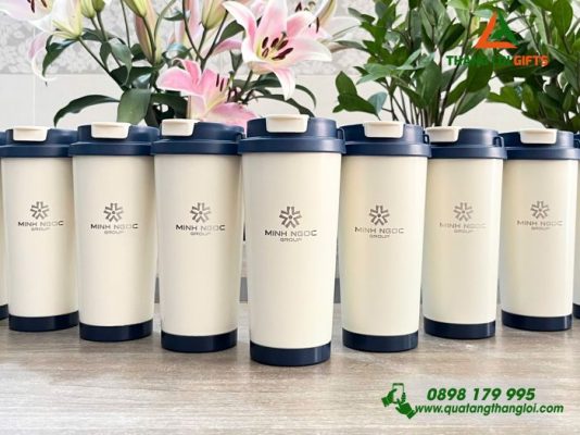 Ly Giữ Nhiệt 530ml Nắp Xanh - Khắc Logo Doanh Nghiệp Minh Ngọc Group