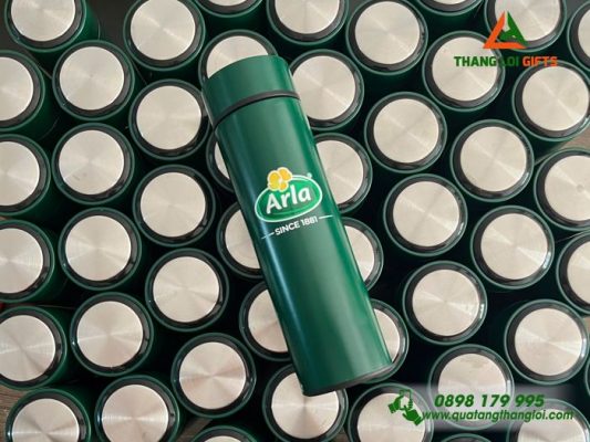 Bình Giữ Nhiệt Màu Xanh Lá - In Logo Doanh Nghiệp Arla