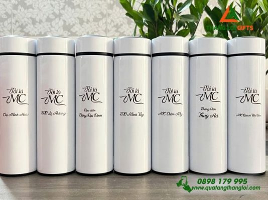 Bình Giữ Nhiệt Màu Trắng - Khắc Logo Chương Trình Tôi Là MC