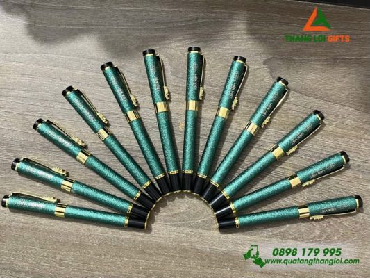 Bút Ký Kim Loại Khoen Cài Hình Đầu Rồng - Khắc Logo Doanh Nghiệp Liên Việt Xanh