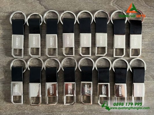 Móc Khóa Kim Loại Phối Da - Khắc Logo Doanh Nghiệp THIBIDI