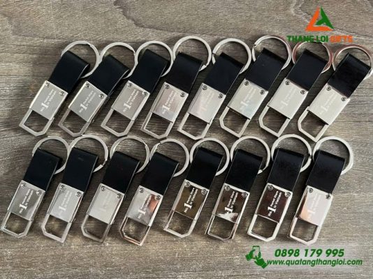 Móc Khóa Kim Loại Phối Da - Khắc Logo Doanh Nghiệp THIBIDI