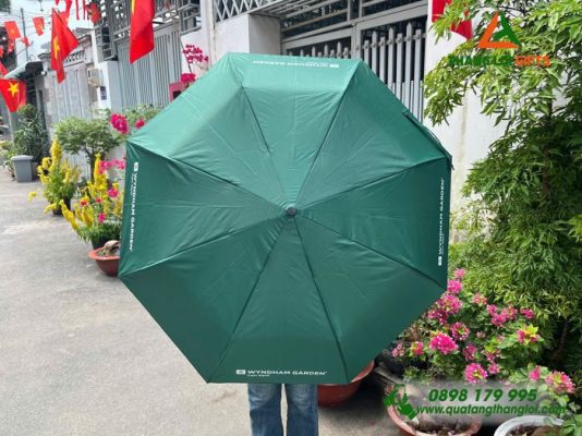 Ô Dù Cầm Tay Gập 3 Màu Xanh Lá - In Logo Doanh Nghiệp WYNDHAM GARDEN