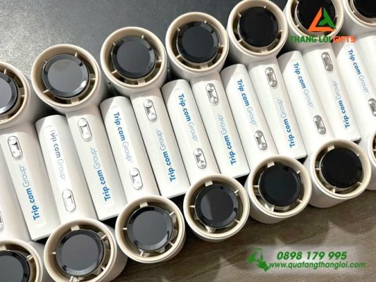 Quạt Cầm Tay Mini Màu Trắng - In Logo Doanh Nghiệp Trip.com Group