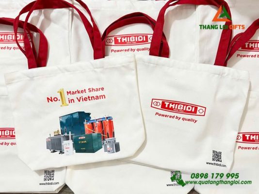 Túi Vải Canvas Màu Trắng - In Logo Hình Ảnh Doanh Nghiệp THIBIDI