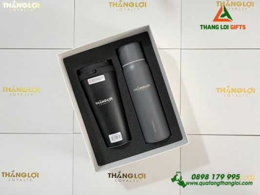 Combo Quà Tặng (Bình Lock & Ly Lock) - In khắc Logo Doanh Nghiệp THẮNG LỢI Loyalty
