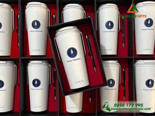 Combo Quà Tặng (Ly Lock & Bút) - In Khắc Logo Doanh Nghiệp NINJA TRADING