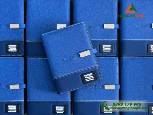 Sổ Tay Đa Năng Màu Xanh - Khắc Logo Doanh Nghiệp Suntory Pepsico