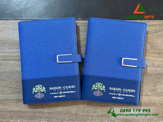 Sổ Da Bìa Còng Màu Xanh - In Logo Khu Du Lịch Sinh Thái Sài Gòn Cần Giờ Resort