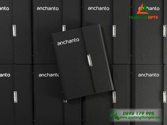 Sổ Da Cao Cấp Dạng Gập 3 Màu Đen In Logo Doanh Nghiệp ANCHANTO