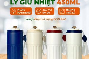 Ly Giữ Nhiệt Coffe 450ml - In Khắc Logo Doanh Nghiệp