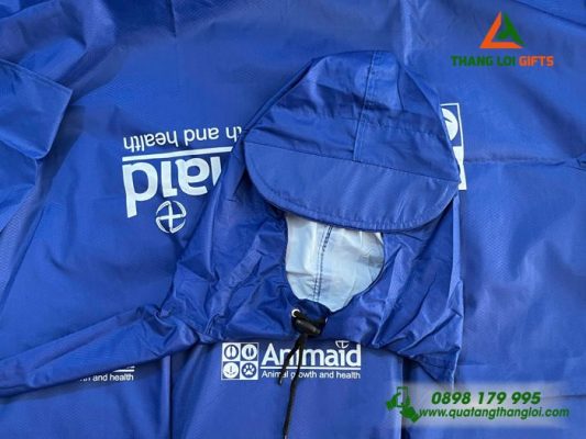 Áo Mưa Cánh Dơi Màu Xanh In Logo Doanh Nghiệp Animaid