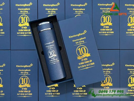 Bình Giữ Nhiệt Sơn Nhám Màu Xanh Khắc Logo Kỷ Niệm 10 Năm Thành Lập Ngân Hàng Kienlong Bank
