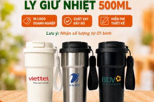 Ly Giữ Nhiệt 500ml In Khắc Logo Doanh Nghiệp Làm Quà Tặng