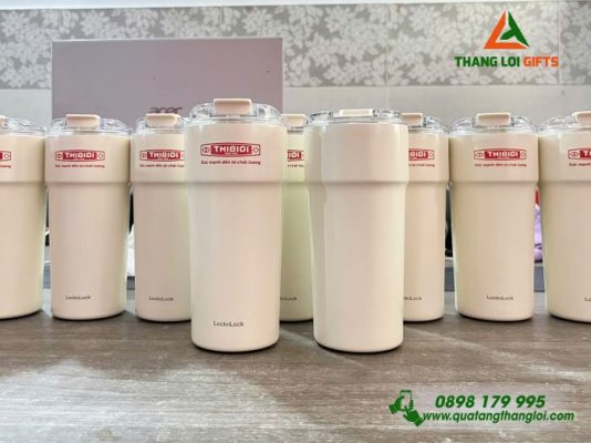 Ly Giữ Nhiệt Lock&Lock LHC4357 650ml Màu Trắng Kem In Logo Doanh Nghiệp THIBIDI