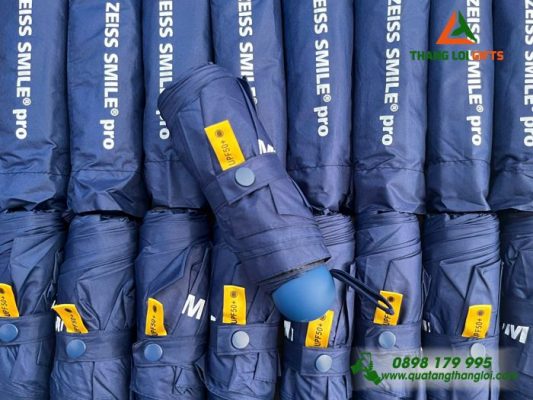 Ô Dù Cầm Tay Mini Gấp 5 Màu Xanh In Logo Sự Kiện