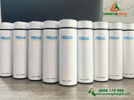 Bình Giữ Nhiệt Màu Trắng 500ml In Logo Doanh Nghiệp PHGLock