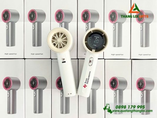 Quạt Cầm Tay Mini 4.000mAh Màu Trắng Ngà In Logo Doanh Nghiệp TEXAS INSTRUMENTS